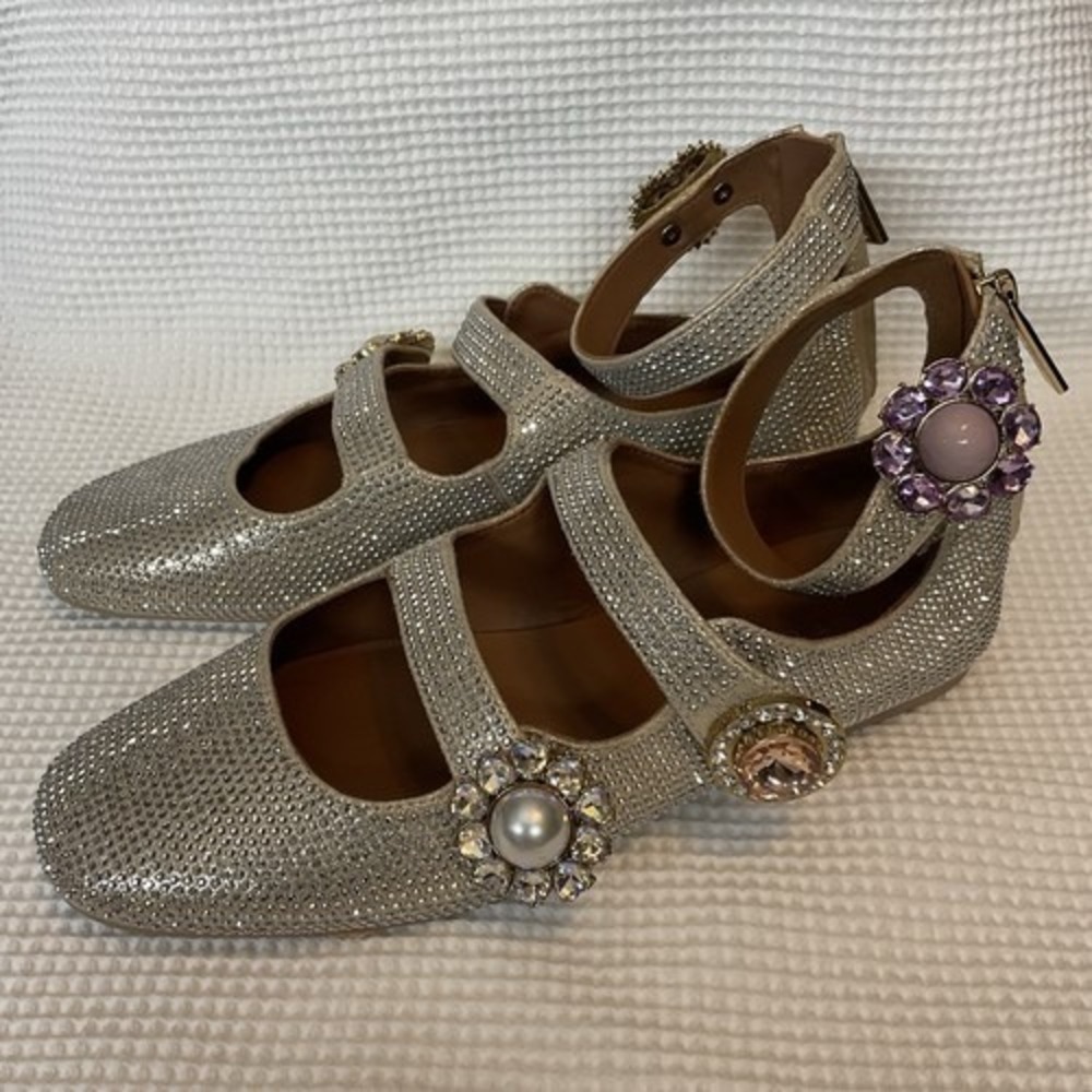 Kurt Geiger Crystal Jewel Ornate Gladiator Ballet Flats MaryJane Women 38/US7 UK